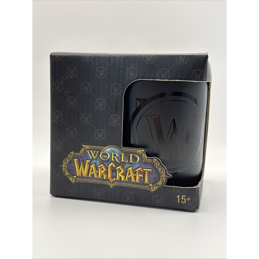 World of Warcraft Blackout Logo Ceramic Coffee Mug Black, JINX 11 oz NIB New Cup